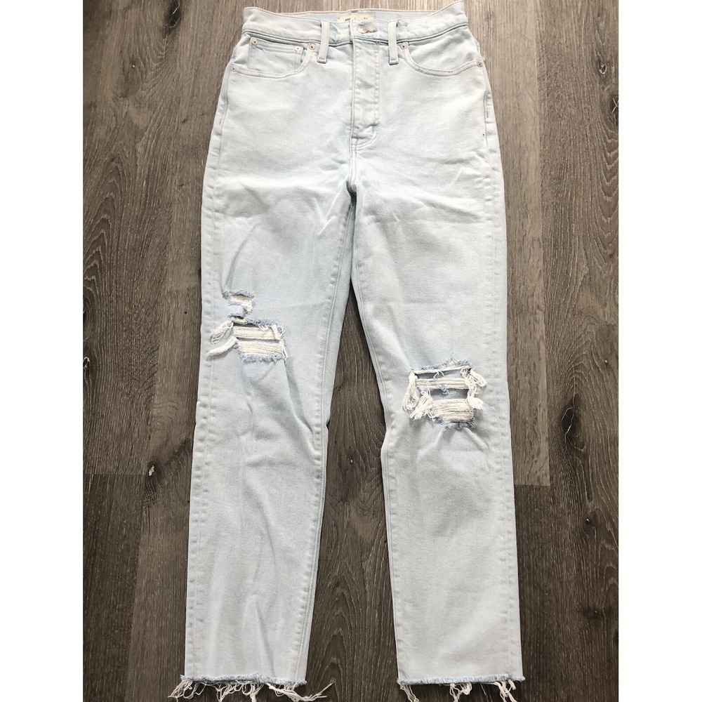 Madewell‎ Jeans 27 The Mom Jean Harman Wash High Rise Straight Raw Hem MC583